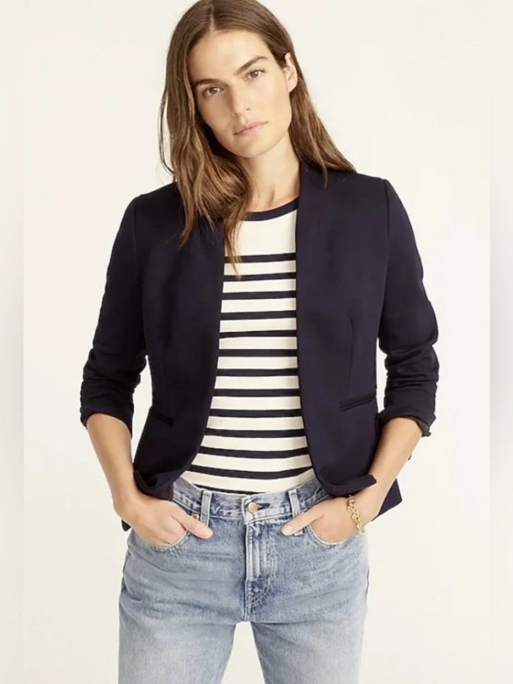 J. Crew Women’s Tall Going Out Blazer in Stretch Twill Navy Size 6 Tall H2791